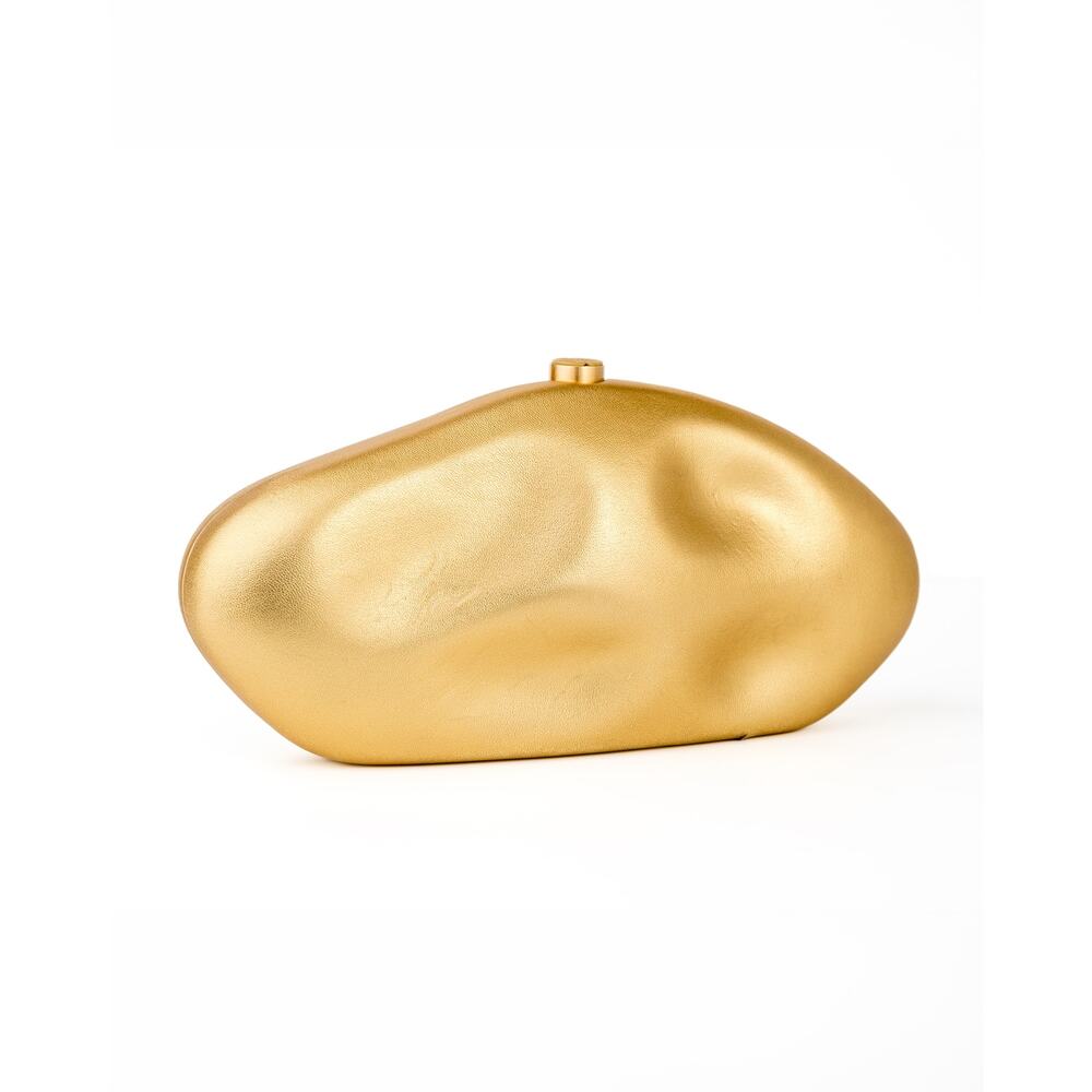 Cult Gaia Caldera Clutch Brass Metallic Leather Sculptural Minaudière Bag $598 - Picture 4 of 16